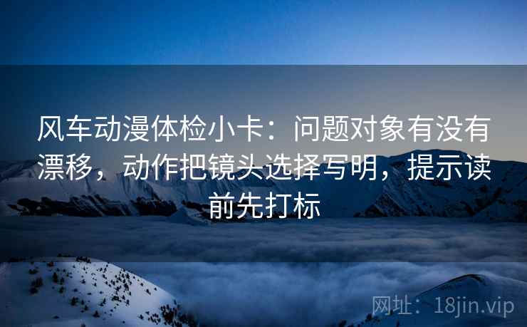 风车动漫体检小卡：问题对象有没有漂移，动作把镜头选择写明，提示读前先打标
